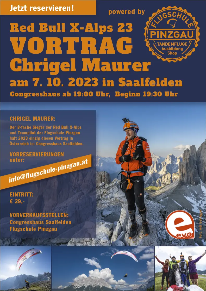 X-Alps 2023 Chrigel Maurer lecture flight school Pinzgau
