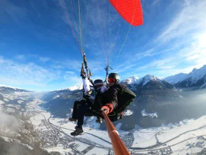 Winter Tandemflug, Tandemflüge Tandem-Paragliding im Pinzgau Wildkogel, Zell am See, Hollersbach, Rauris mit der Flugschule Pinzgau - Coole Tandem-Paragleiten Action